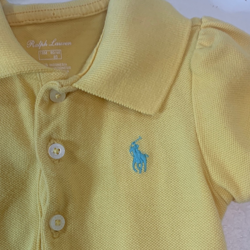 Ralph Lauren Yellow Baby Diaper Cover Set One piece Size 18 months - Picture 4 of 5